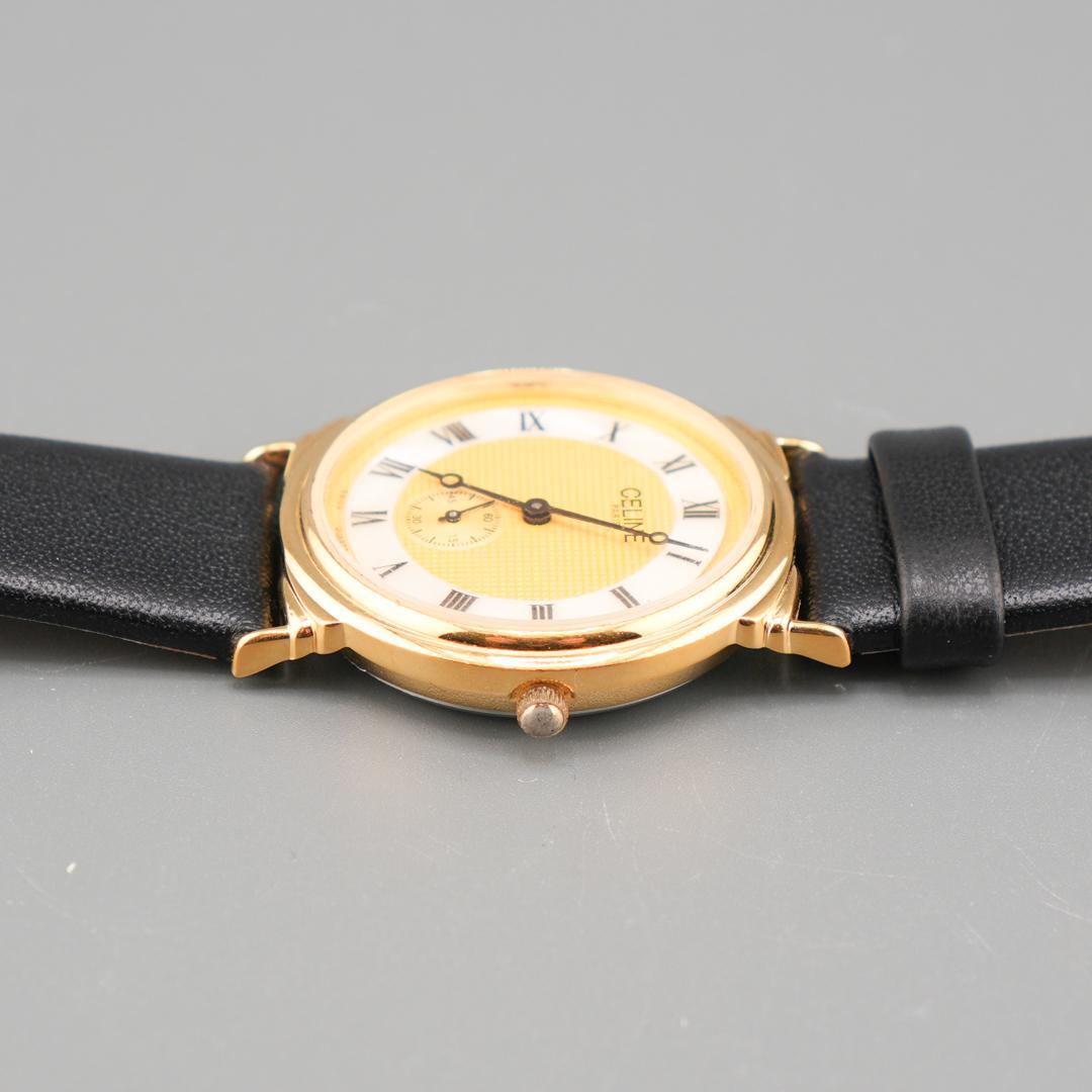 美品 CELINE シェル スモセコ 腕時計 電池新品 新品ベルト クォーツ