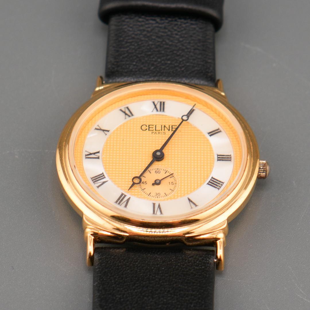美品 CELINE シェル スモセコ 腕時計 電池新品 新品ベルト クォーツ