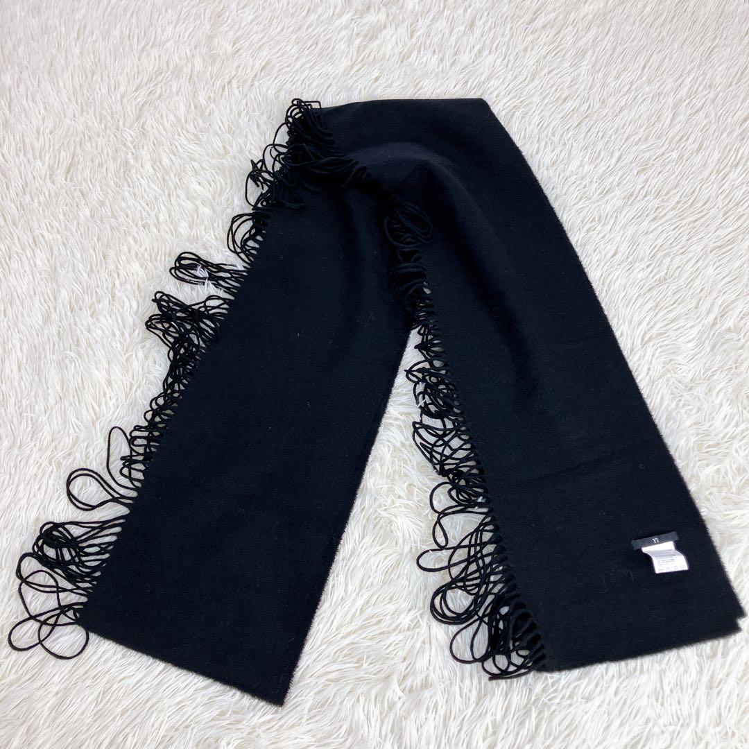 Y's ヨウジヤマモト マフラー　ストール　フリンジ　黒　ウール