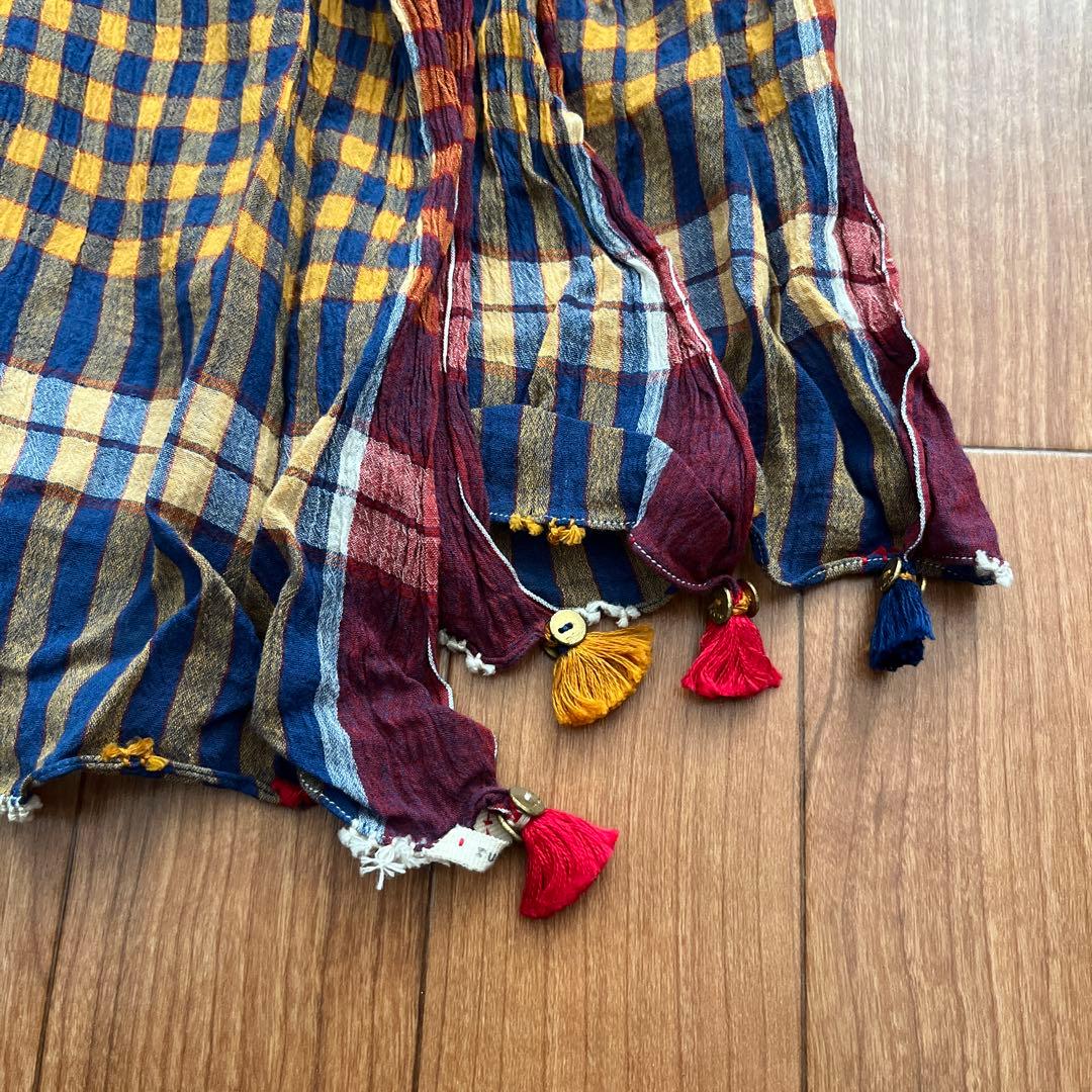 pero チェック柄 カディ綿大判ストール