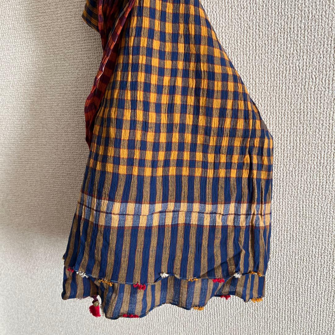 pero チェック柄 カディ綿大判ストール