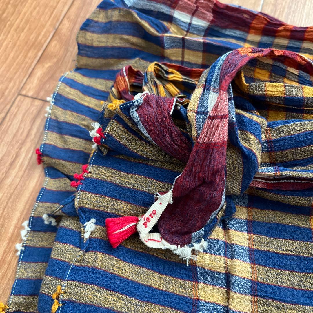 pero チェック柄 カディ綿大判ストール