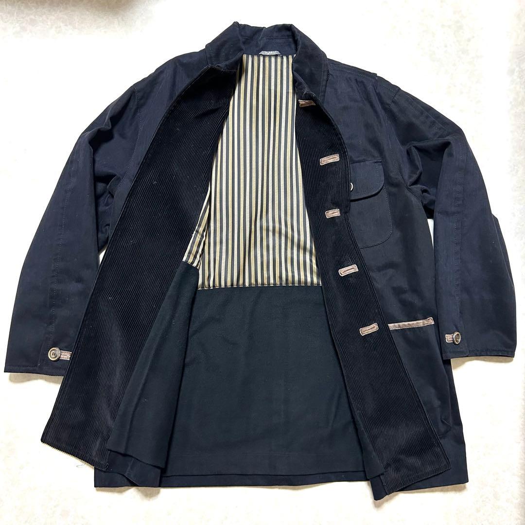 80's Byblos ビブロス　メンズコート　コットンウール　ネイビー　XL