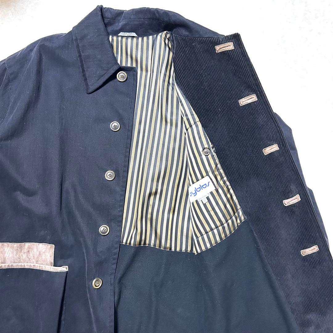 80's Byblos ビブロス　メンズコート　コットンウール　ネイビー　XL