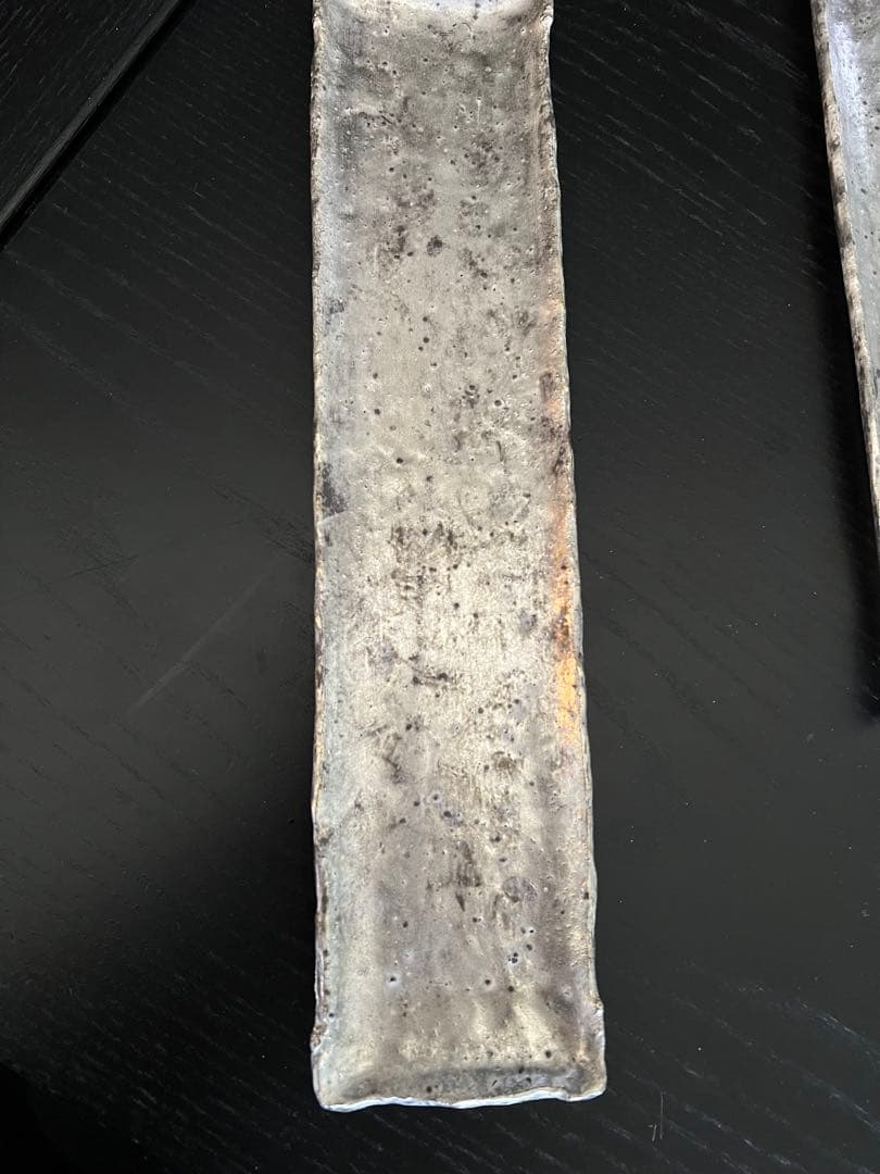 谷井直人　銀彩シルバー×黒 長皿（細）　希少　限定レア　(印Aテープあり)