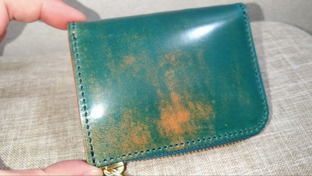 一点物★未使用★リアクト（Re-ACT）コードバンL字ファスナー財布　レザー