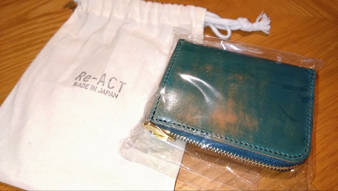 一点物★未使用★リアクト（Re-ACT）コードバンL字ファスナー財布　レザー