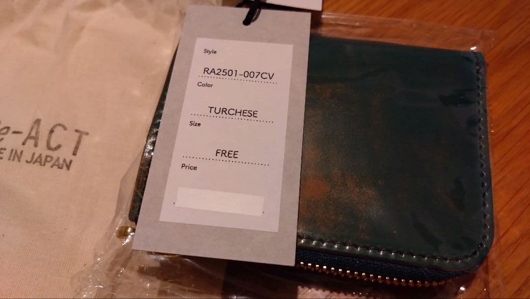 一点物★未使用★リアクト（Re-ACT）コードバンL字ファスナー財布　レザー