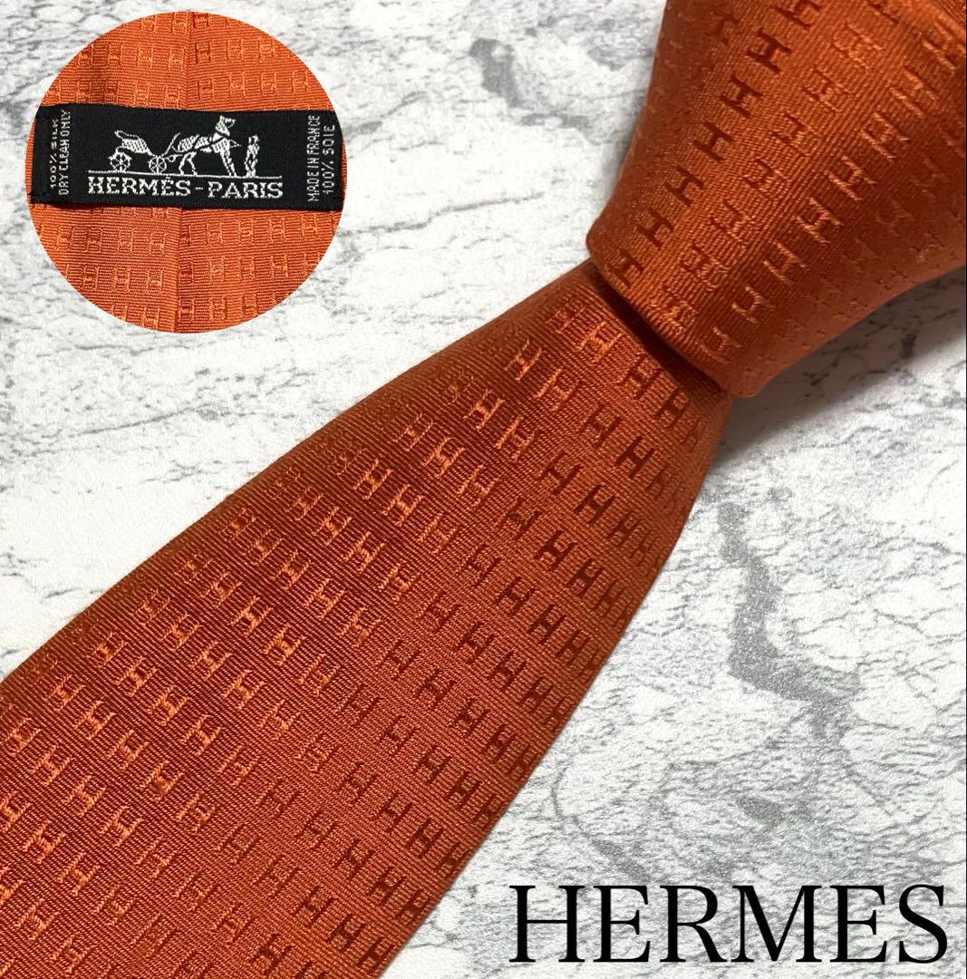 HERMES ネクタイ ハイブランド ファソネ オレンジ