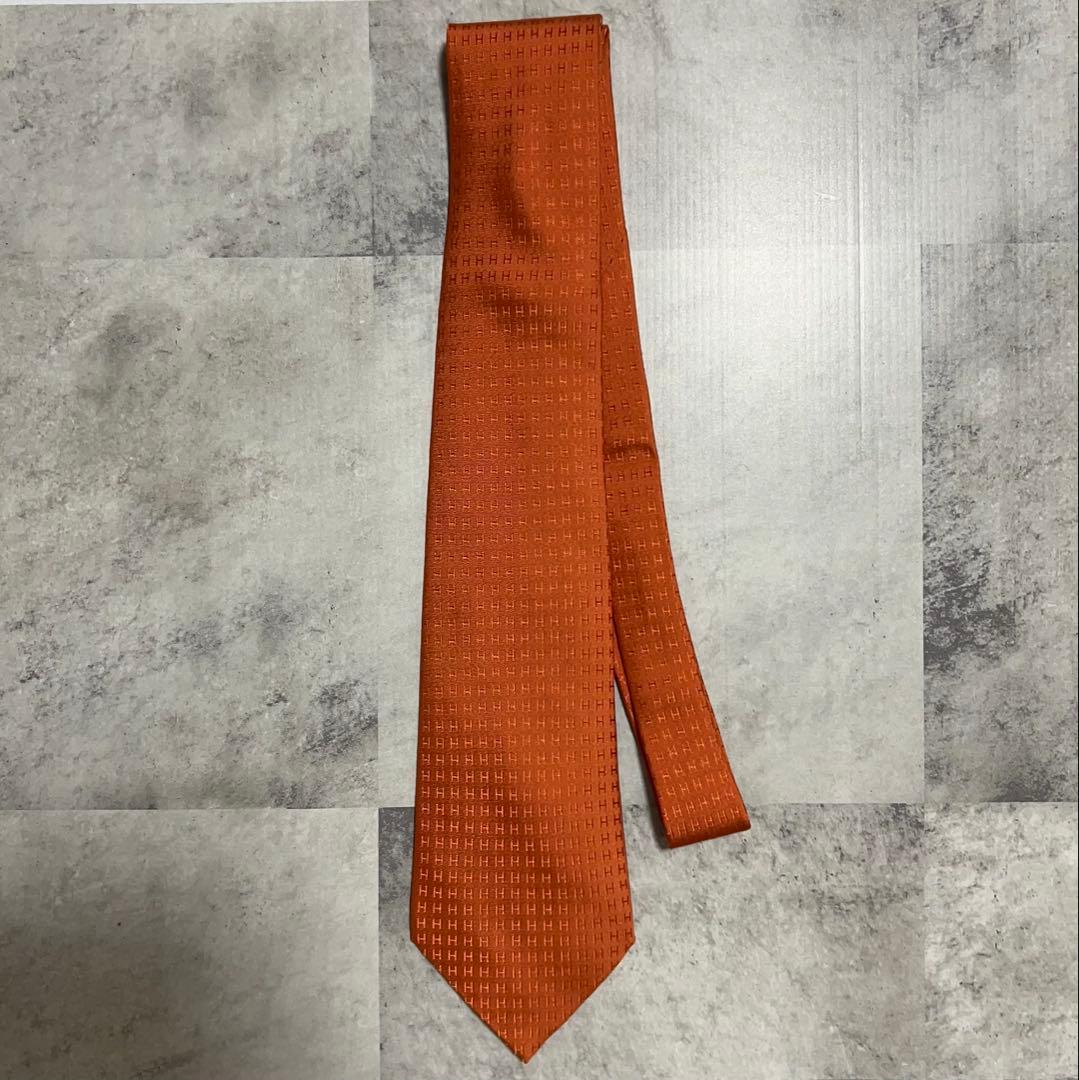 HERMES ネクタイ ハイブランド ファソネ オレンジ