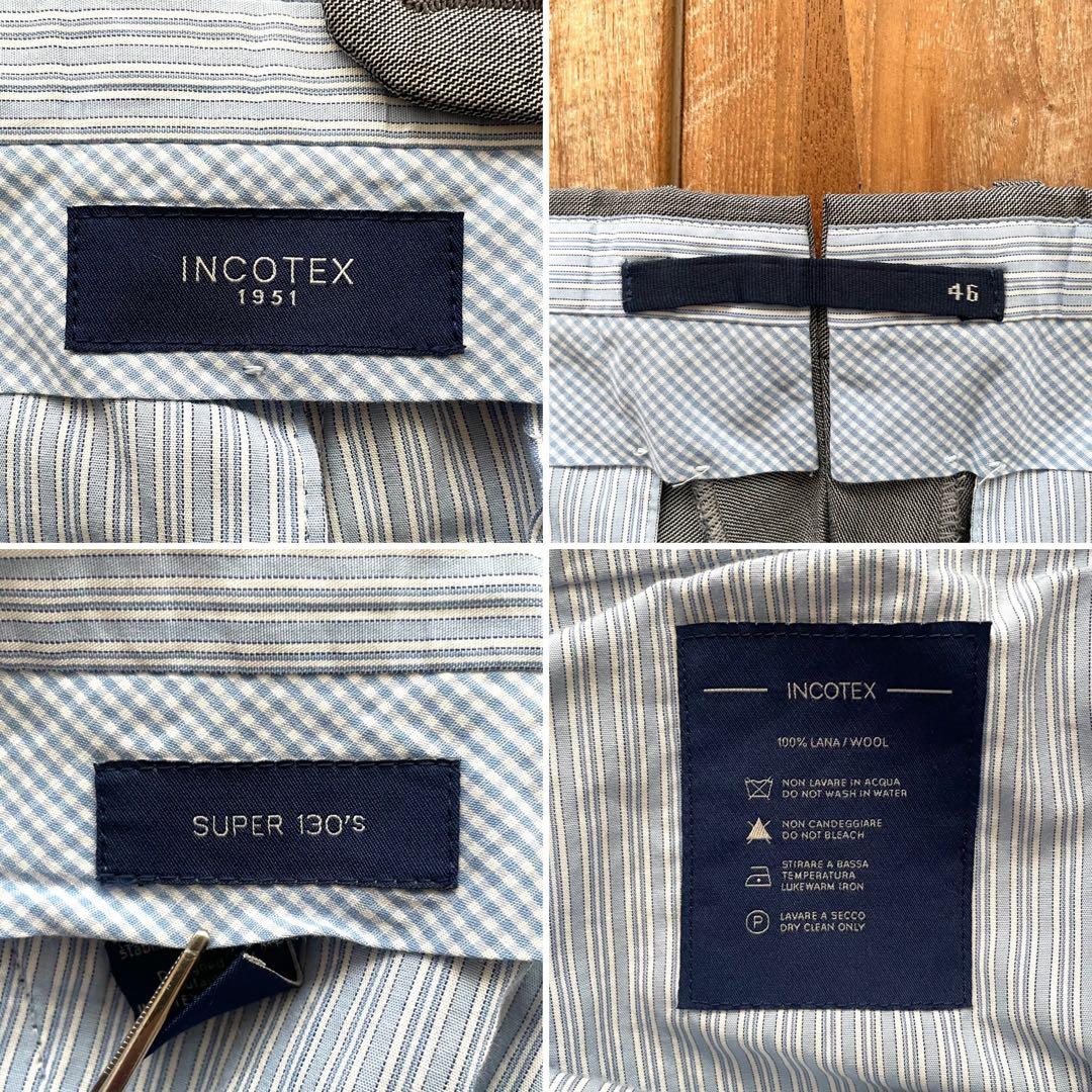 【美品】INCOTEX SUPER130'S ウール スラックス パンツ 46
