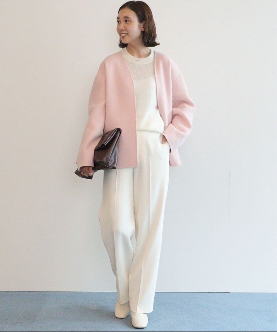 定価39930円23区 MANTECOリバー ショート コート ピンク/ 40