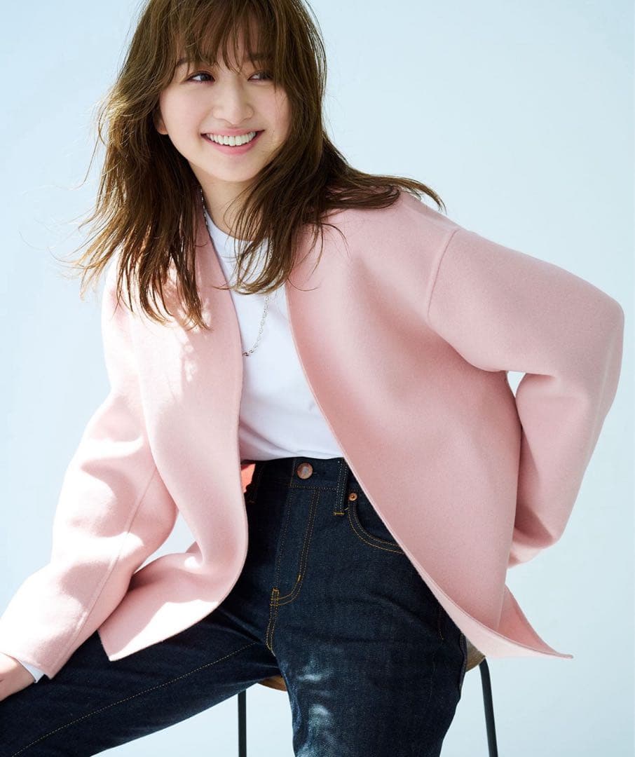 定価39930円23区 MANTECOリバー ショート コート ピンク/ 40