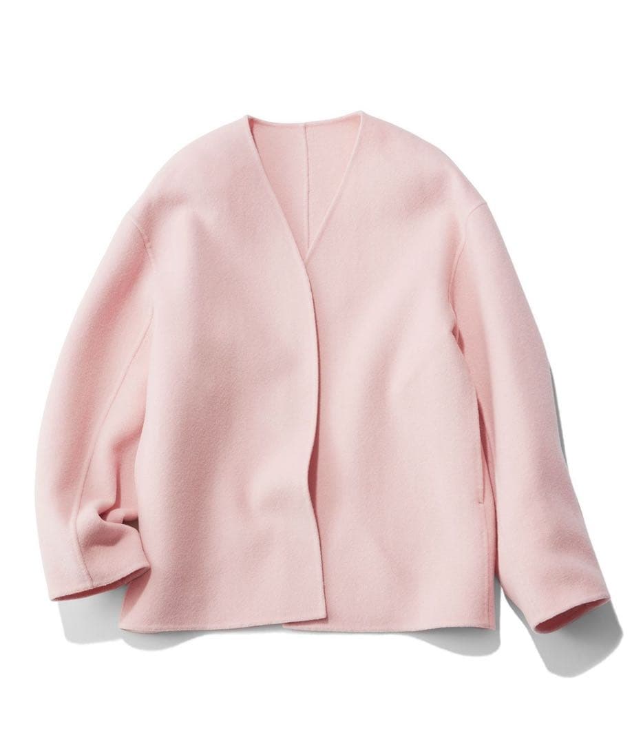 定価39930円23区 MANTECOリバー ショート コート ピンク/ 40