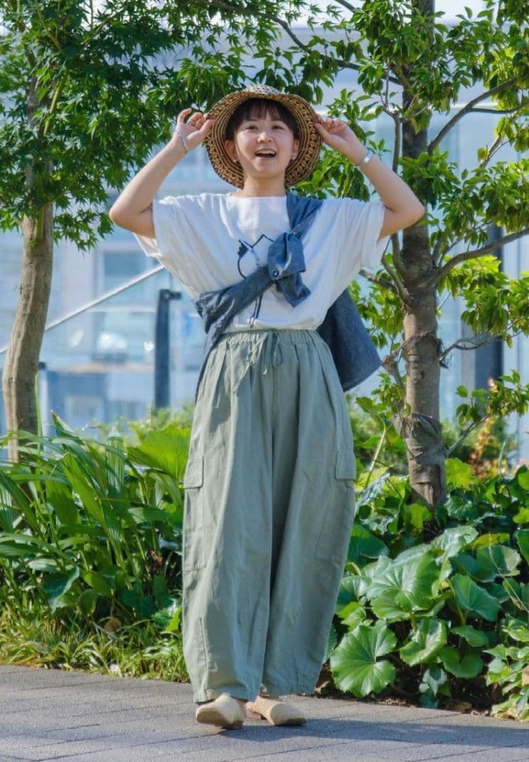 ネストローブ♡コットンリネン石目コクーンカーゴパンツ