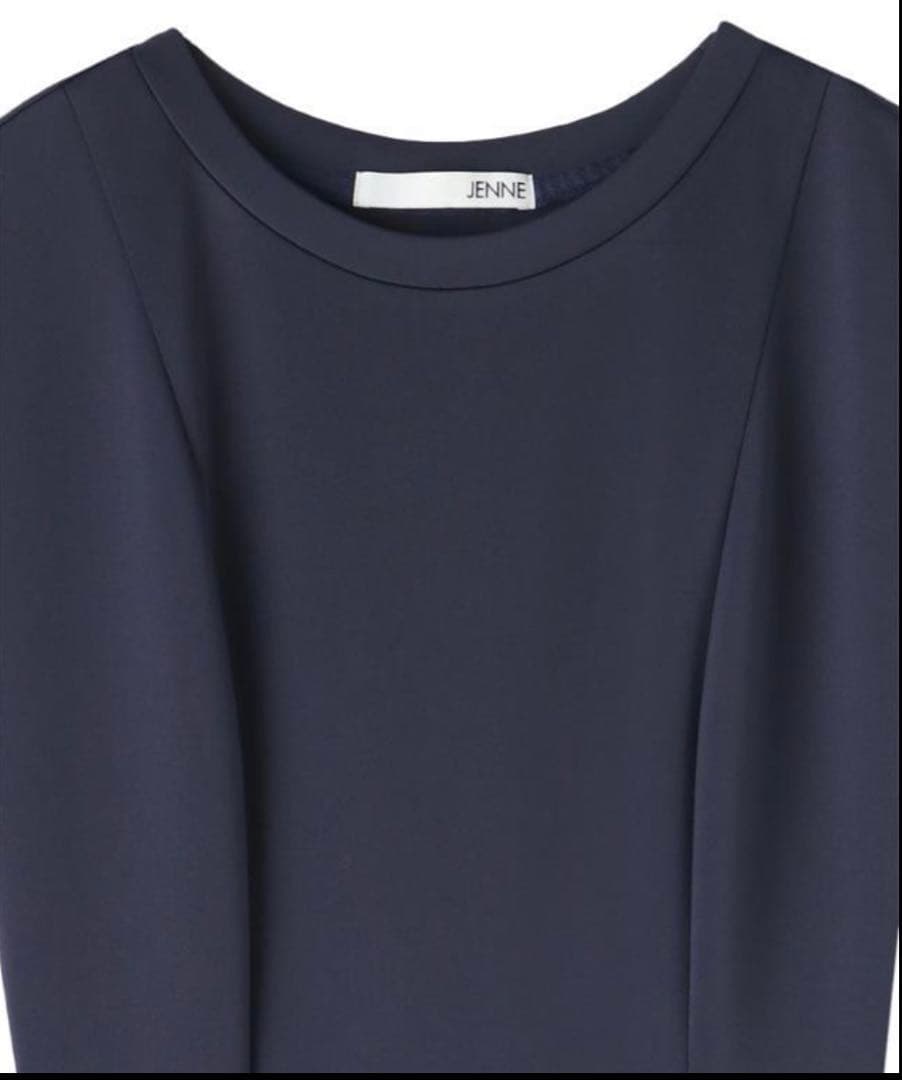 完売✨JENNE フレンチ美シルエットとろみワンピース ネイビーM