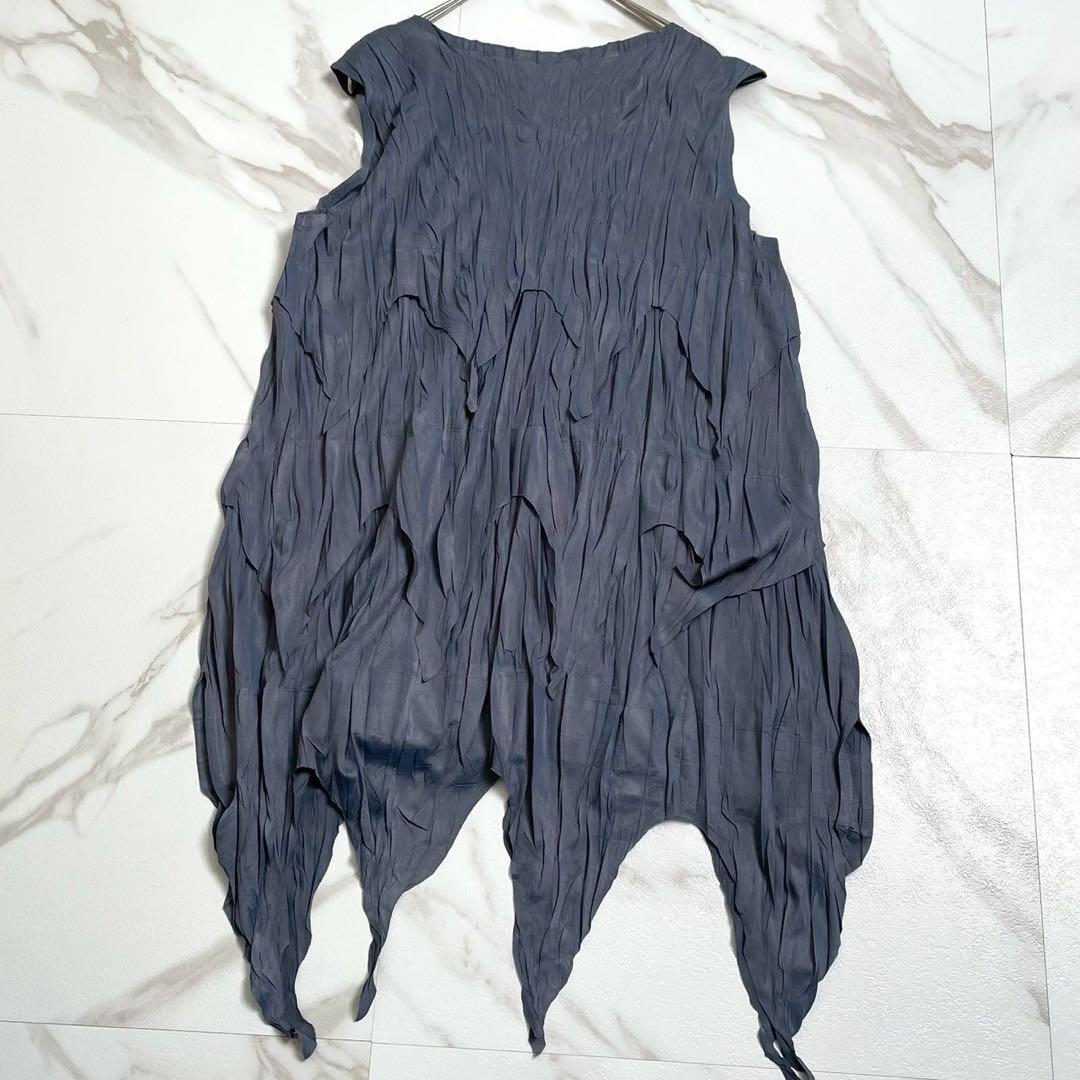 極美品 09AW◎プリーツプリーズ ノースリーブチュニック ギャザー 3