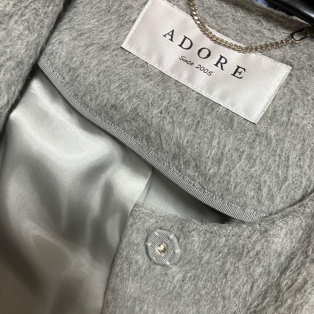 アドーア　グレー シャギー　ノーカラー　36