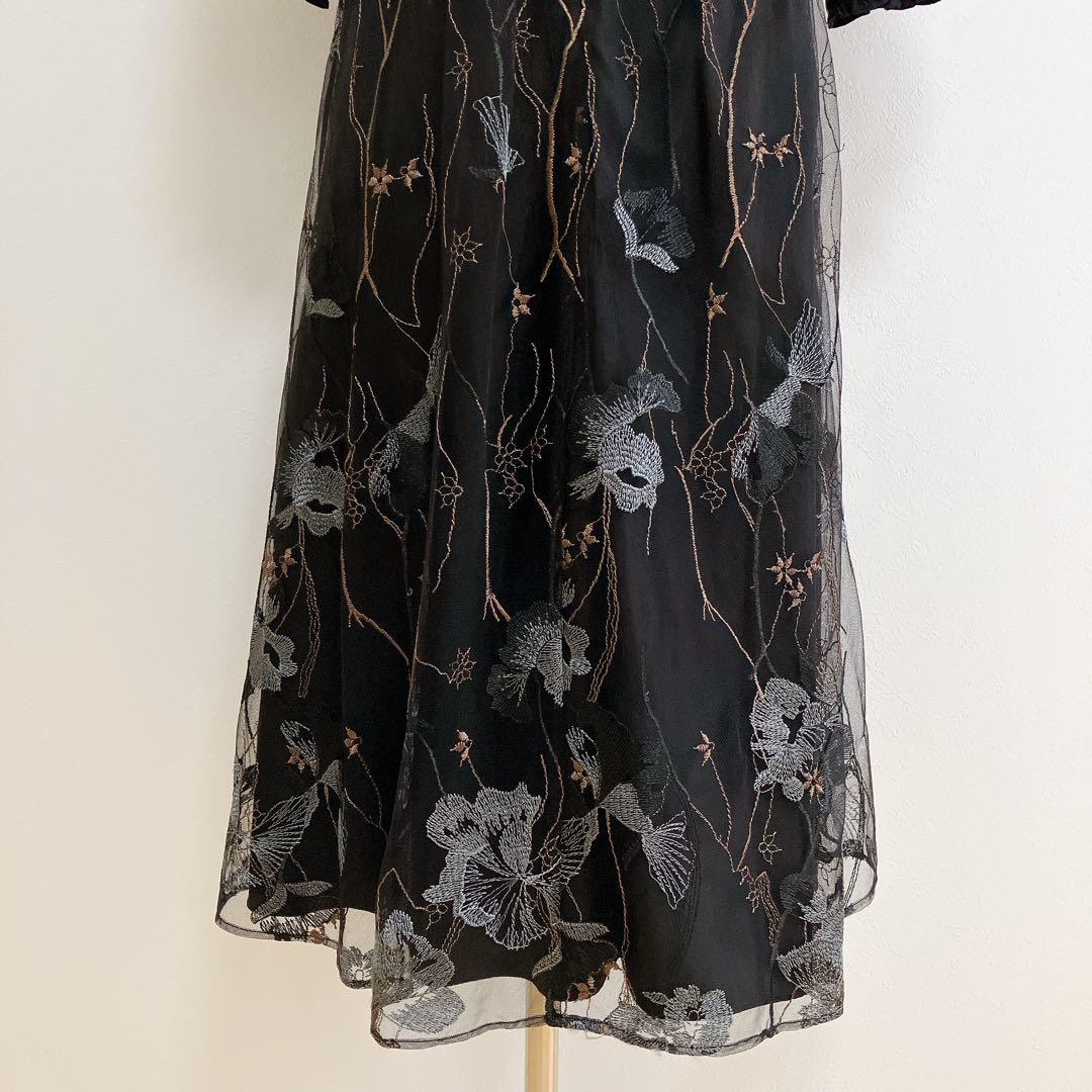 etoll. エトル ブラック　刺繍レースワンピースドレス フォーマル 結婚式