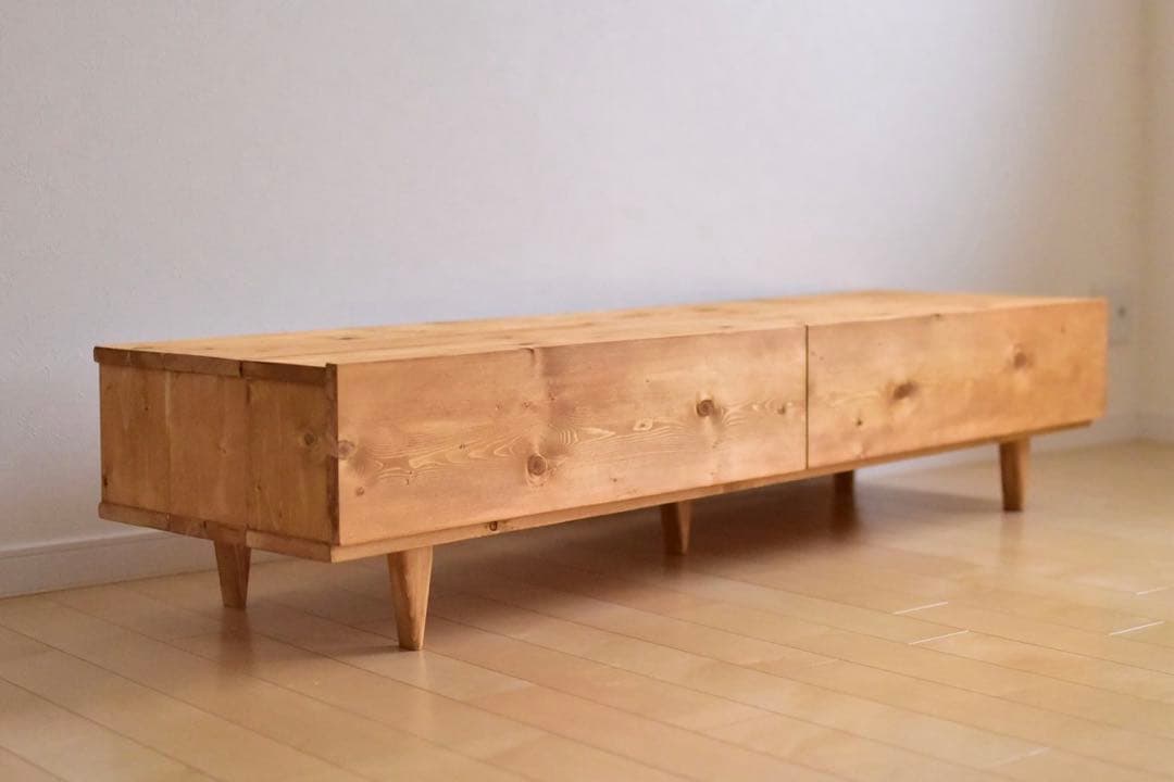 無垢材】テレビボード150 オーク色　木脚　北欧風　無垢材