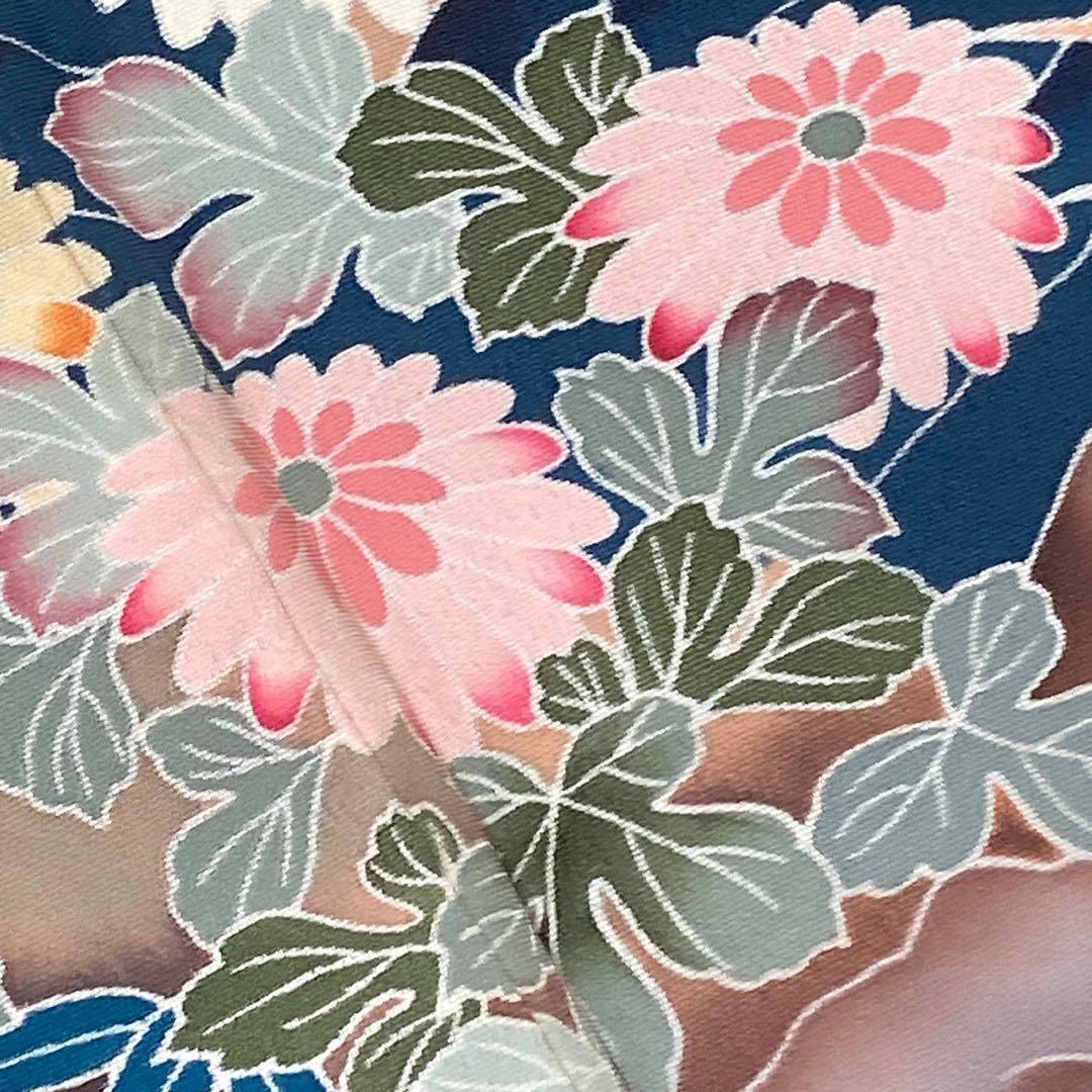 ［3110］黒留袖 美品 鴛鴦 作家物 比翼付 友禅 五つ紋 蔦 正絹 着物 袷