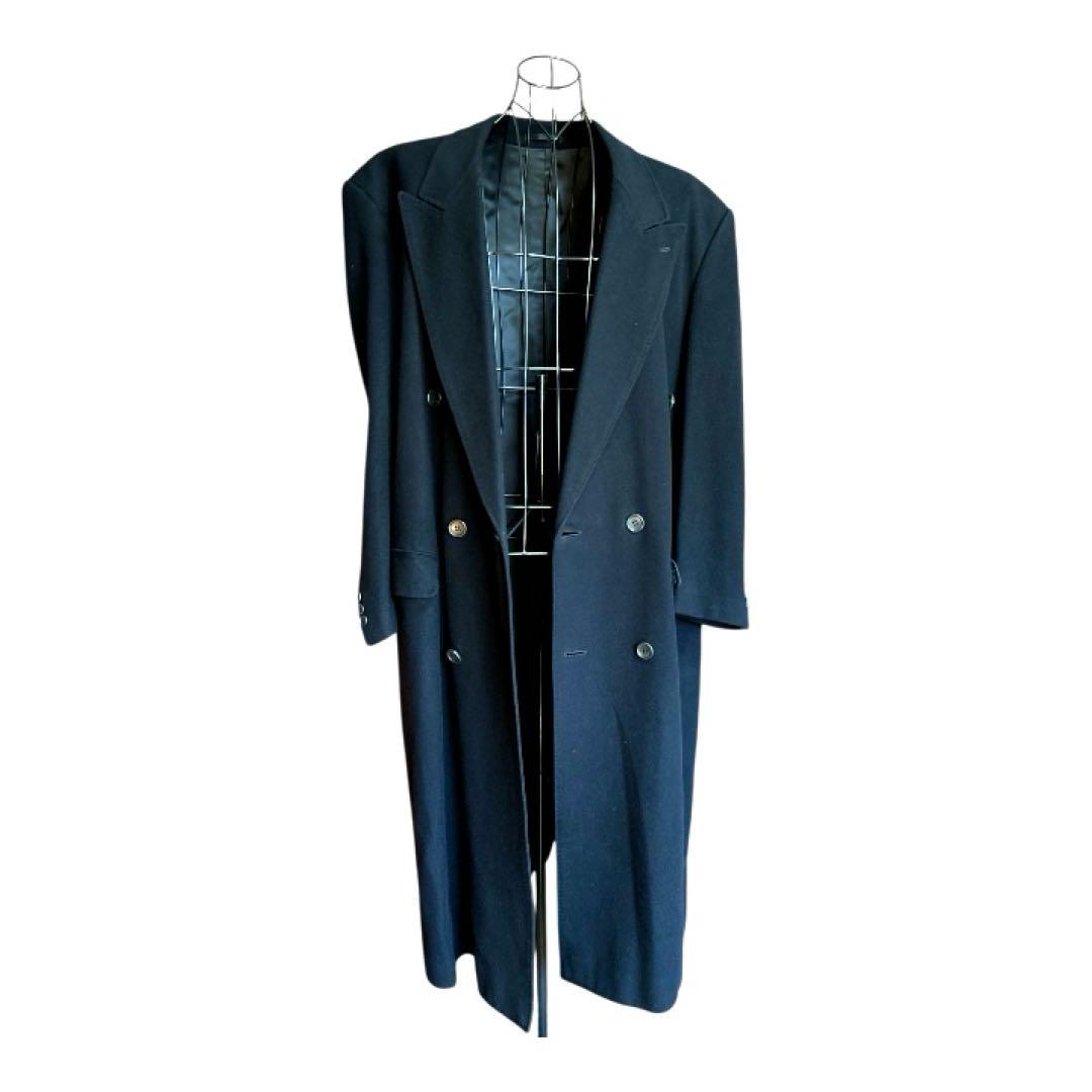 【美品】カシミヤ100% 極上ロングチェスターコート　ダブルブレスト ブラック