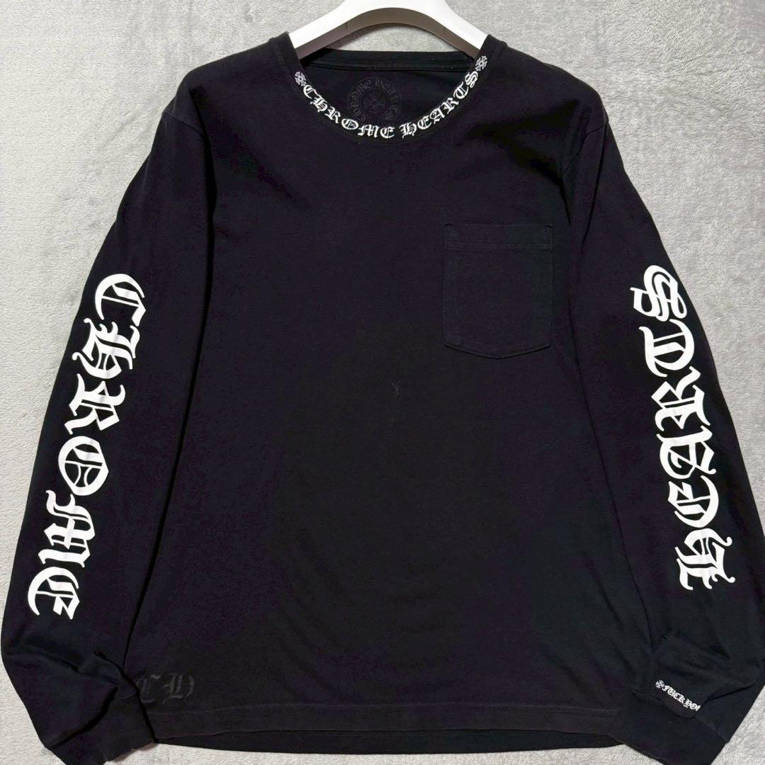 トップス CHROME HEARTS neck logo L/S TEE Size M