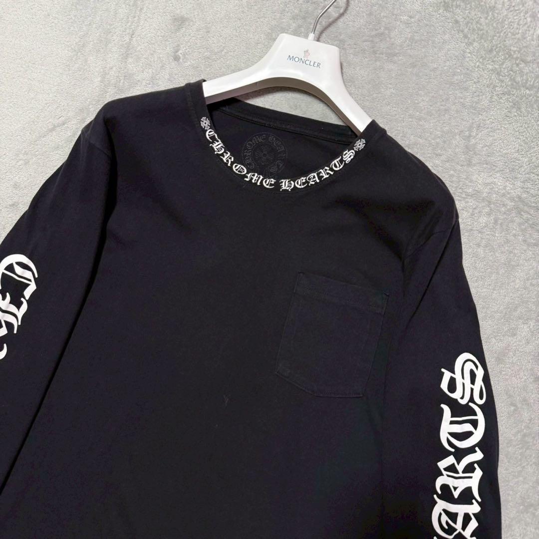 トップス CHROME HEARTS neck logo L/S TEE Size M