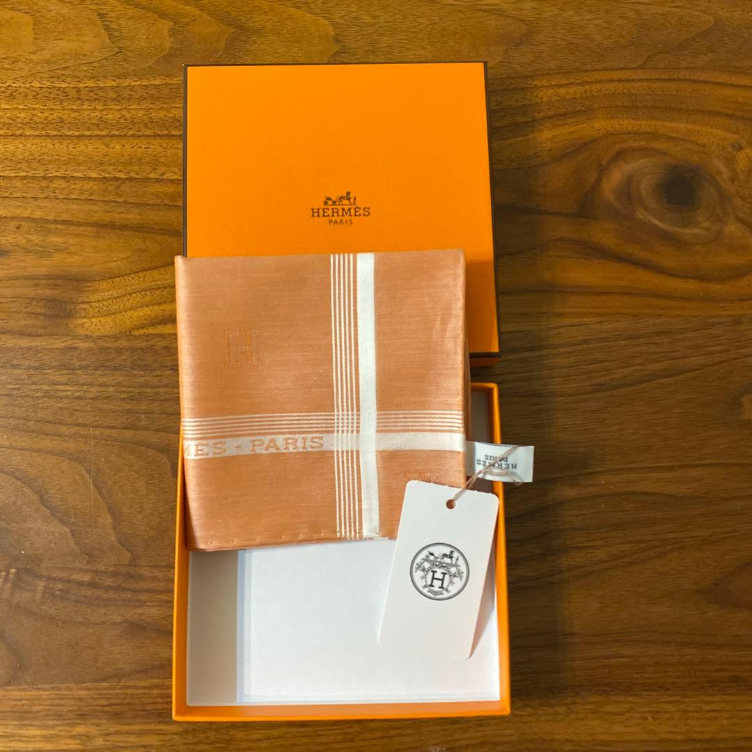 HERMES シルクハンカチ オレンジ