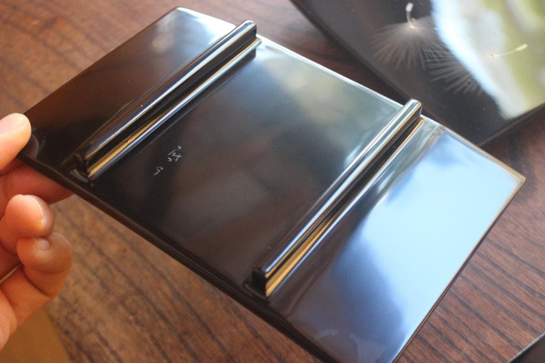 デッドストック！上質黒漆に極上綿毛沈金の映える銘々皿5点（検輪島塗菓子皿小皿