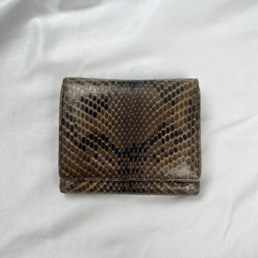 小物 PRADA python leather compact wallet
