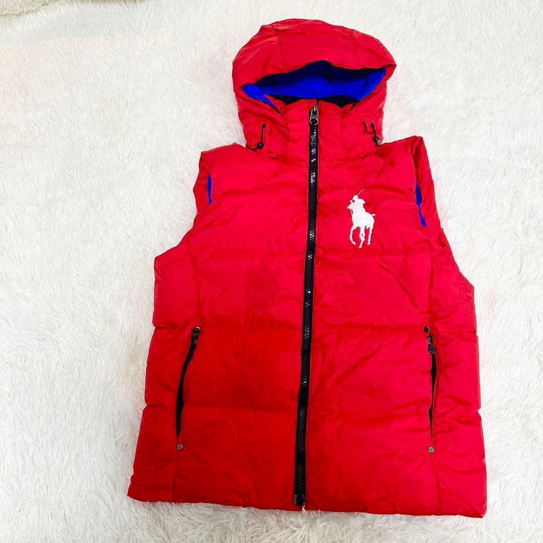 美品✨ポロ　ラルフローレン　POLO ダウンベスト　赤　レッド　ビッグポニー