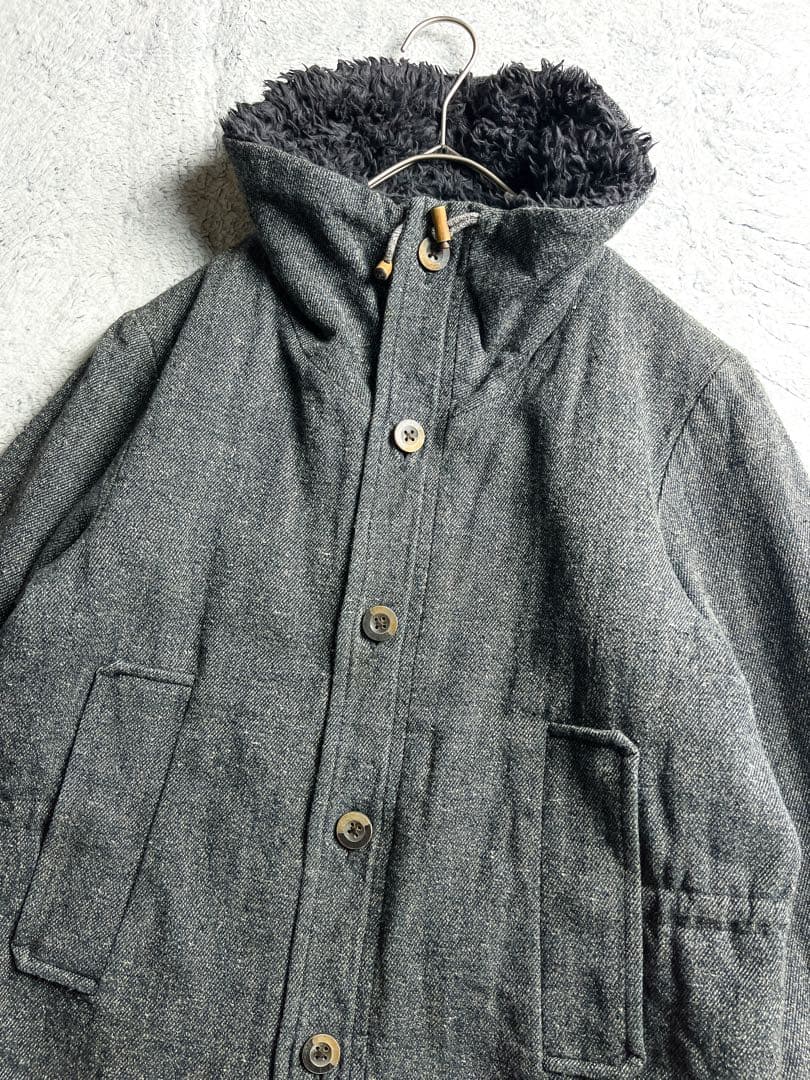 【45R】綿100% 裏ボア ドロストコード インディゴスタンドカラーコート