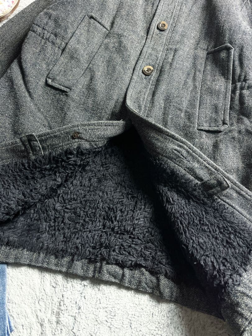 【45R】綿100% 裏ボア ドロストコード インディゴスタンドカラーコート