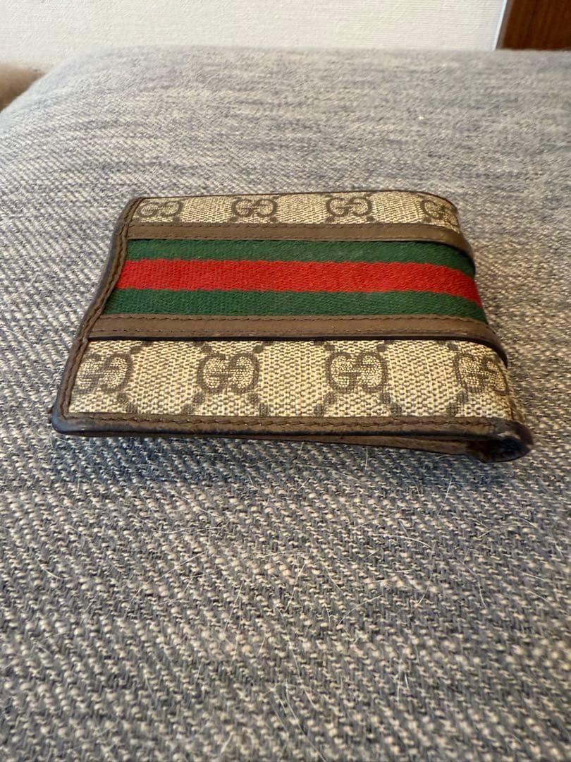 GUCCI 二つ折り財布 ベージュ/グリーン/レッド