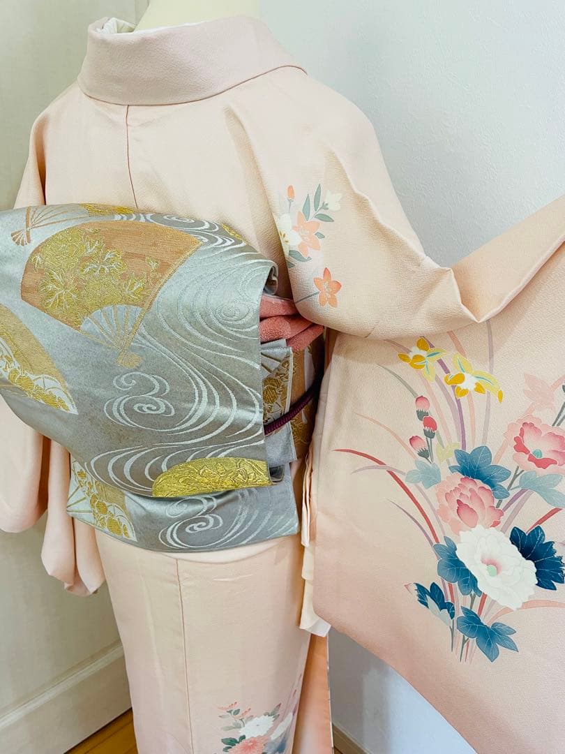 ピンク 花柄 正絹の訪問着セット