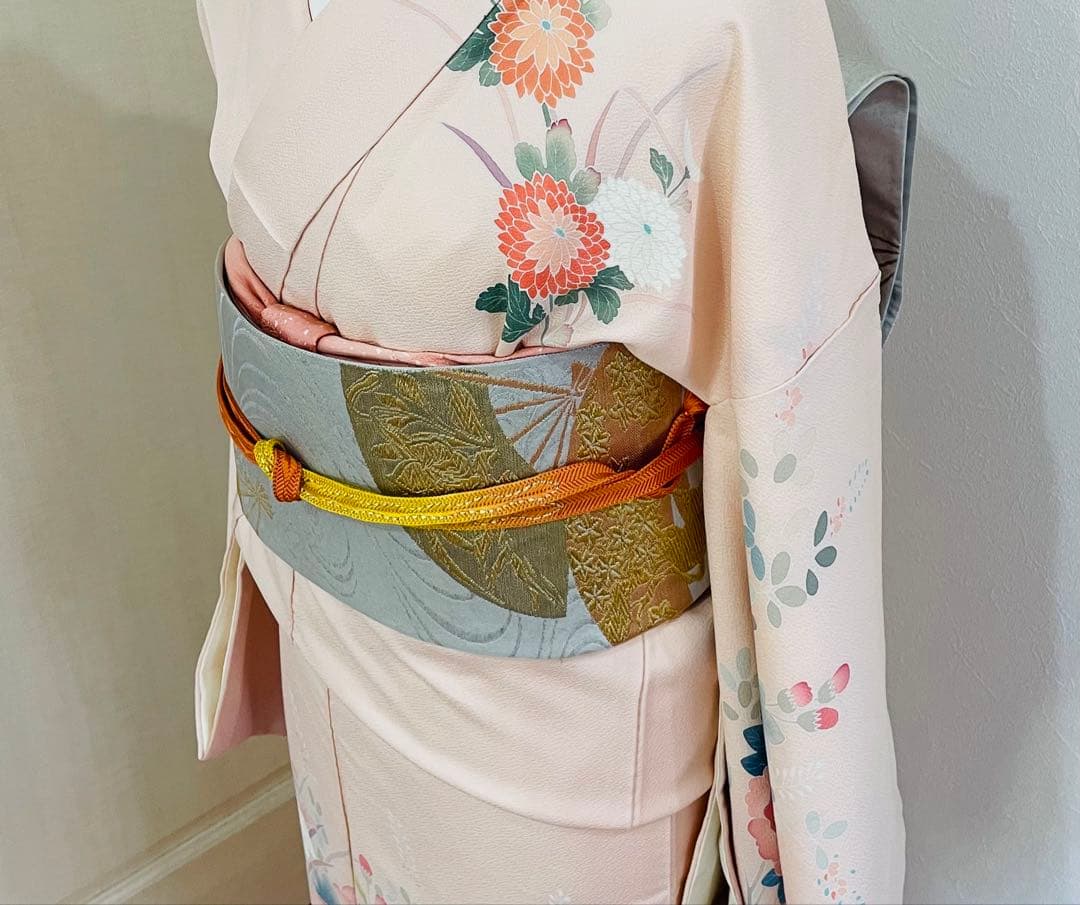 ピンク 花柄 正絹の訪問着セット