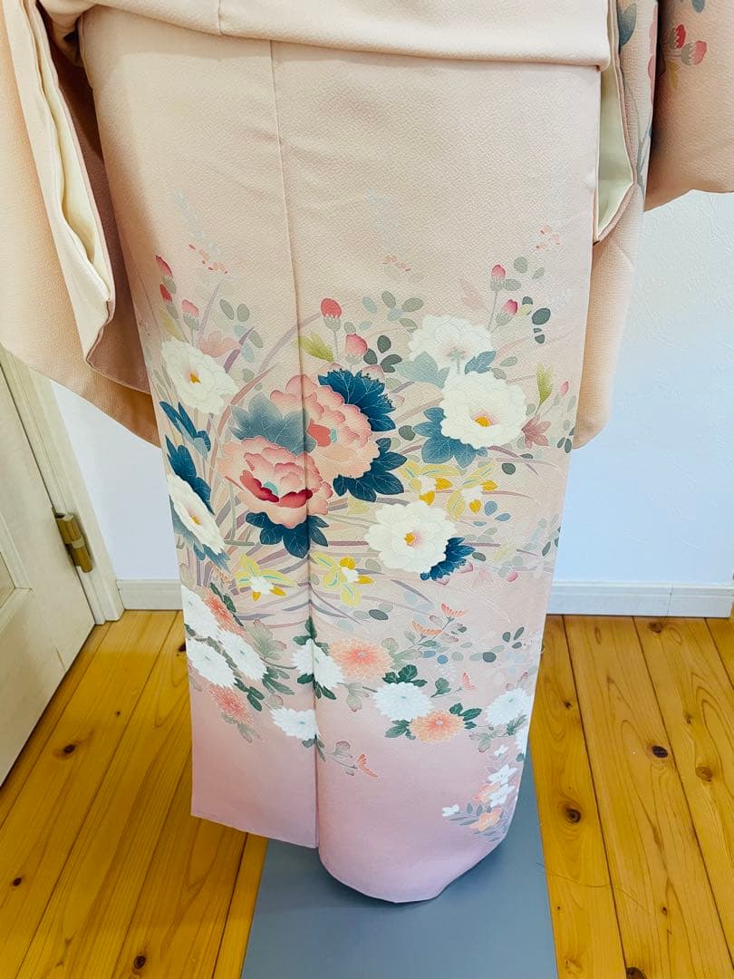 ピンク 花柄 正絹の訪問着セット