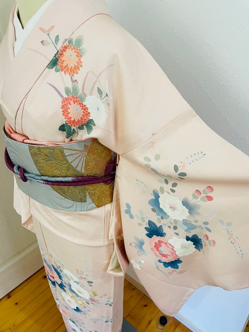 ピンク 花柄 正絹の訪問着セット
