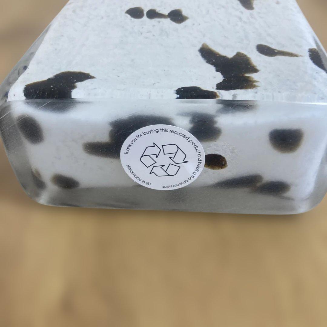 Henry Dean 花瓶 ガラス製 白地 黒斑点