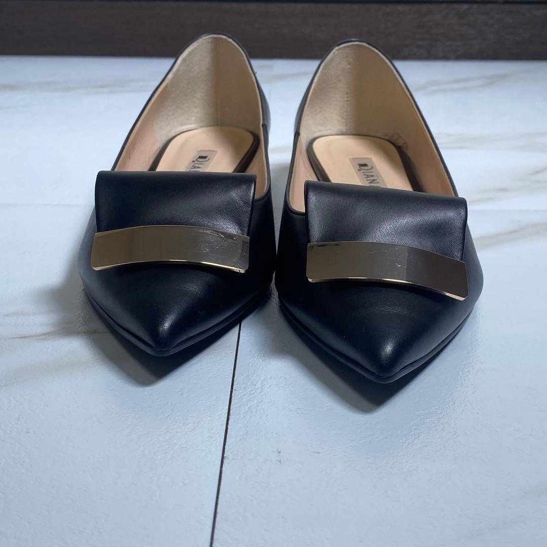 完売品♡ダイアナ メタルプレート ポインテッドトゥ フラットパンプス