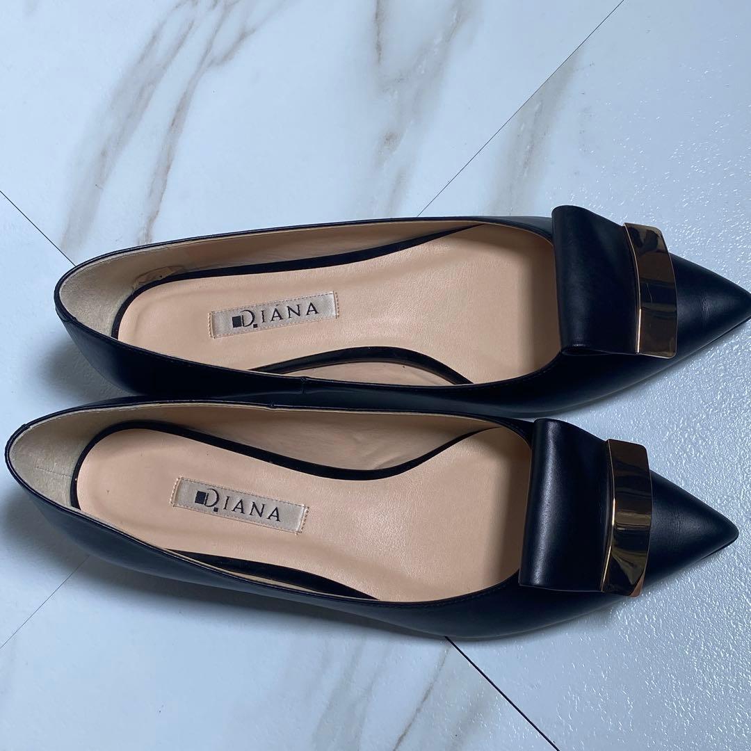 完売品♡ダイアナ メタルプレート ポインテッドトゥ フラットパンプス