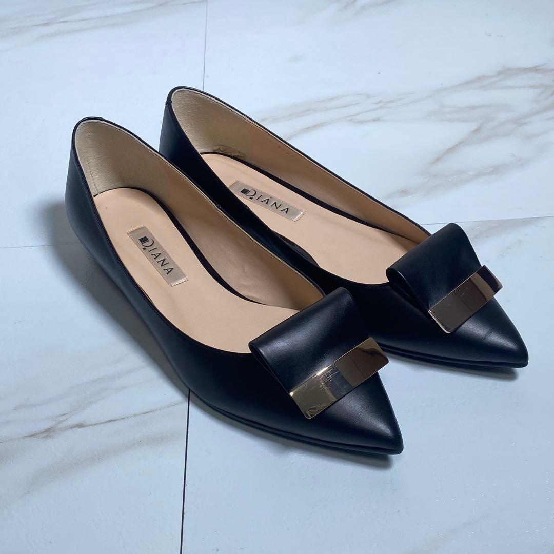 完売品♡ダイアナ メタルプレート ポインテッドトゥ フラットパンプス