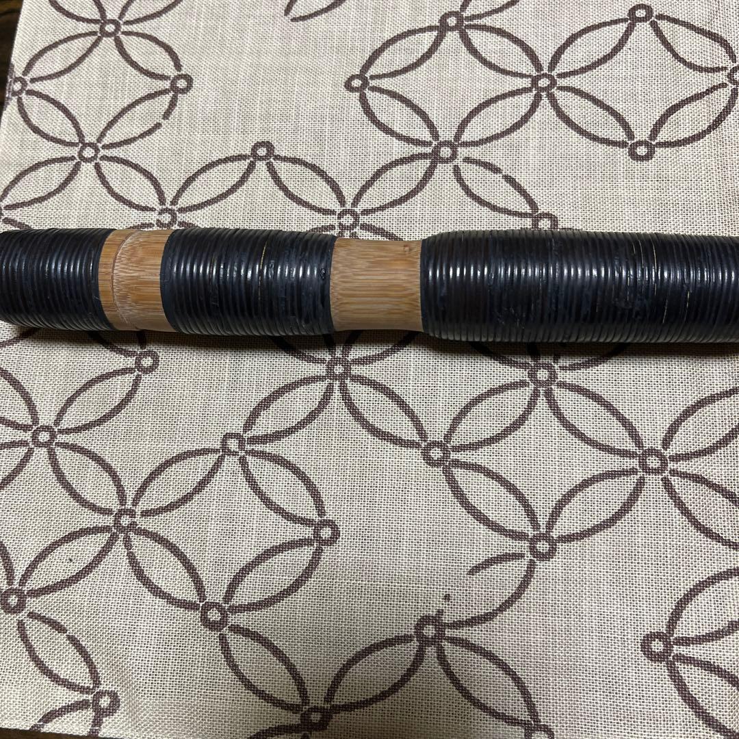 ② 天然煤竹　８割り管籐巻龍笛　ケース、笛袋付