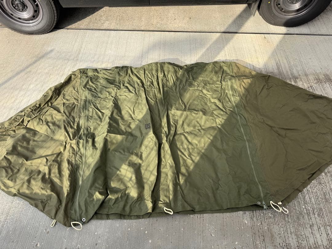 USパップテント　シェルターハーフ　軍幕　ジッパー加工
