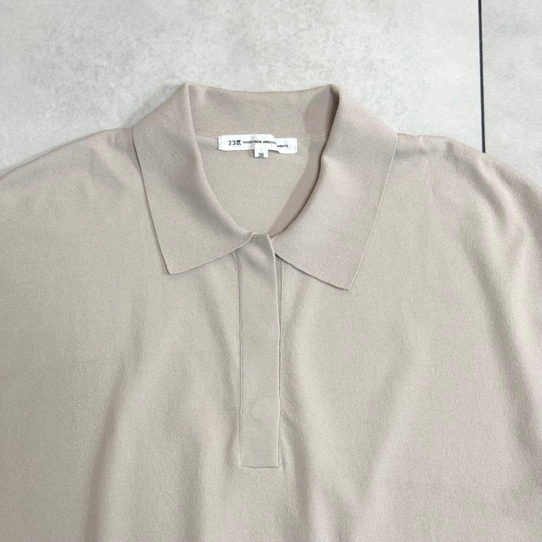 新品同様✨23区　2025　フレンチスリーブ ポロニット　ベージュ　38