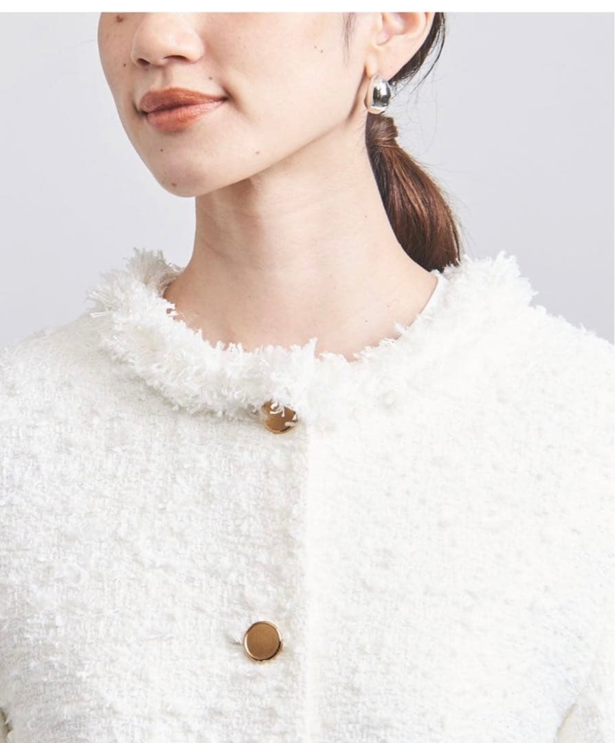 新品★ユナイテッドアローズファンシーツイード ノーカラー ジャケット