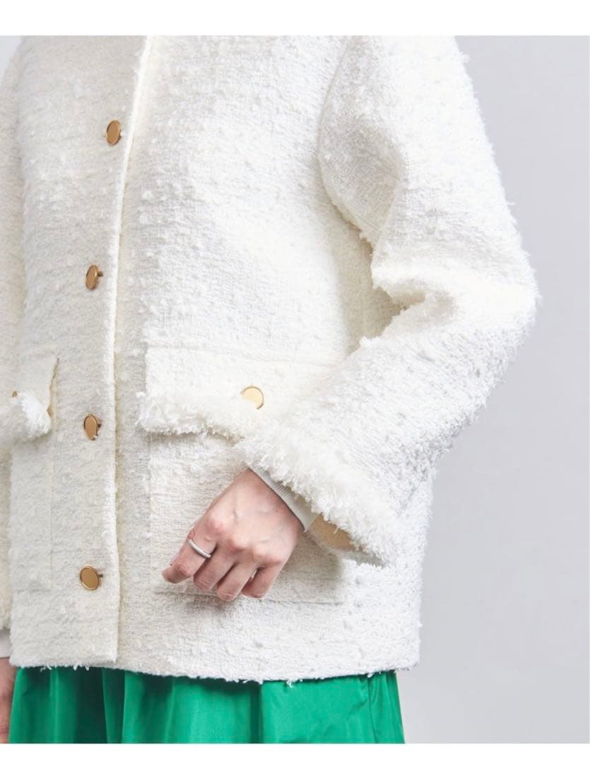 新品★ユナイテッドアローズファンシーツイード ノーカラー ジャケット