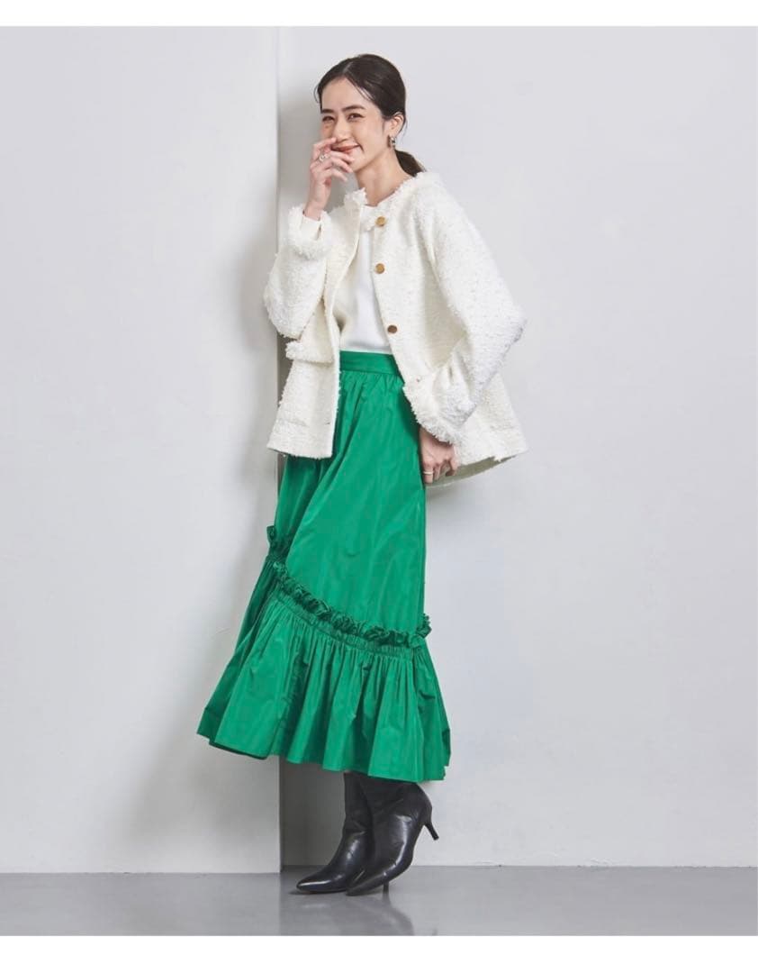 新品★ユナイテッドアローズファンシーツイード ノーカラー ジャケット