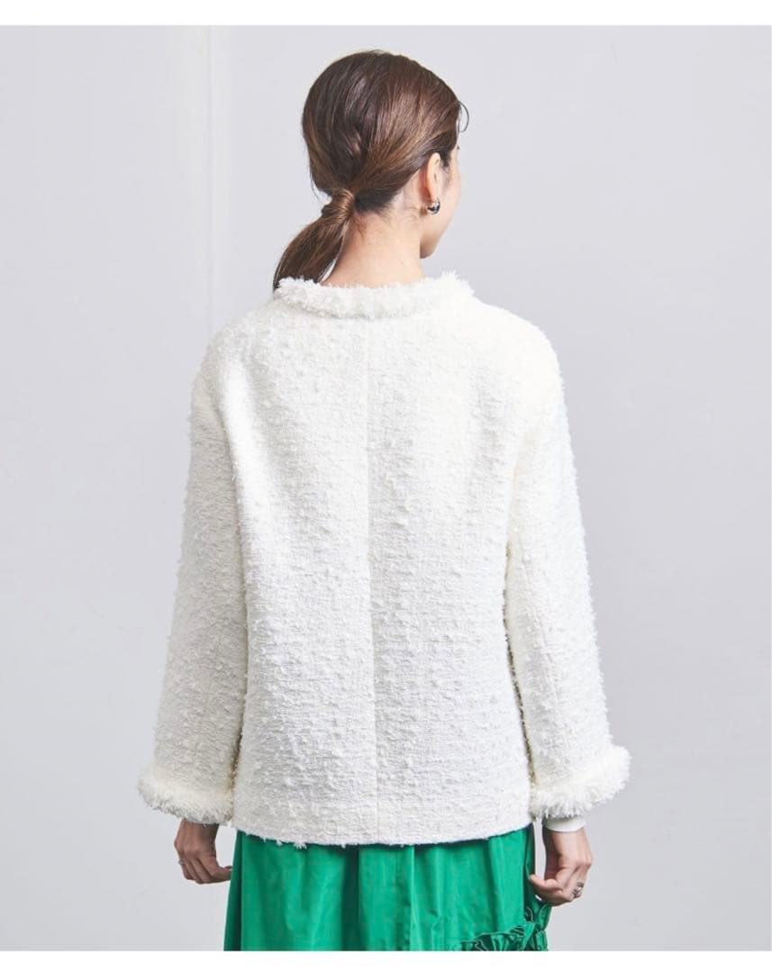 新品★ユナイテッドアローズファンシーツイード ノーカラー ジャケット